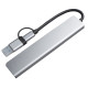 USB-хаб ROOT 8 в 1, серый, алюминий