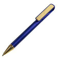 Ручка шариковая GLOSSY GOLD, синий металлик/золотой, пластик, металл