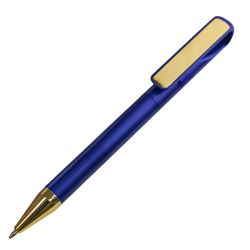 Ручка шариковая GLOSSY GOLD, синий металлик/золотой, пластик, металл