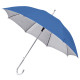 Зонт-трость с пластиковой ручкой под алюминий Silver, полуавтомат; синий с серебром; D=103 см; 100% полиэстер