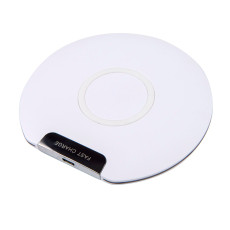 Беспроводное зарядное устройство DISK , белый, D=10,2 см, H=0,6см, пластик