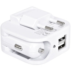 Адаптер с двумя USB-портами для зарядки от сети и от прикуривателя Socket,6x5,7x4см