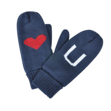 Варежки LOVE YOU,   синий, М, акрил/флис внутри,  шеврон