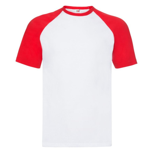 Футболка Short Sleeve Baseball T, белый с красным_L, 100% х/б, 160 г/м2