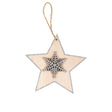 Украшение новогоднее Shine bright, 10*8 cм, фанера, бежевый, серебро