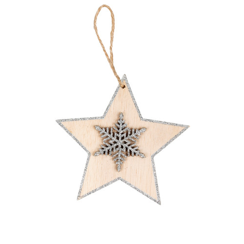 Украшение новогоднее Shine bright, 10*8 cм, фанера, бежевый, серебро
