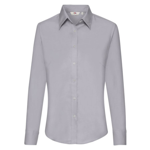 Рубашка Lady-Fit Long Sleeve Oxford Shirt, светло-серый_L, 70% х/б, 30% п/э, 135 г/м2