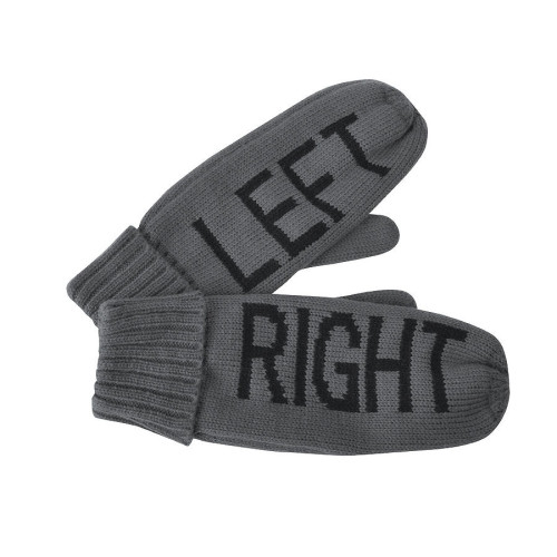 Варежки LEFT&RIGHT,  серый, L, акрил/флис внутри,  шеврон