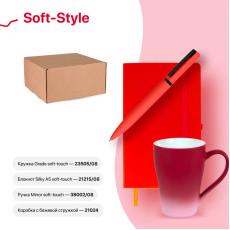 Набор подарочный SOFT-STYLE: бизнес-блокнот, ручка, кружка, коробка, стружка, красный