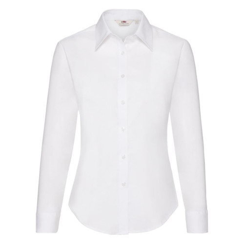 Рубашка Lady-Fit Long Sleeve Oxford Shirt, белый_L, 70% х/б, 30% п/э, 130 г/м2