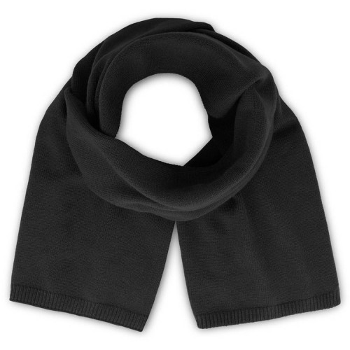 Шарф вязаный  двойной WIND SCARF-S, черный,100% переработанный полиэстер