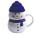 Кружка SNOWMAN с крышкой, белый с синим, 380мл, фарфор, силикон Кружка SNOWMAN с крышкой, белый с синим, 380мл, фарфор, силикон