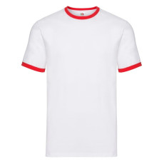 Футболка Ringer T, белый с красным_2XL, 100% х/б, 160 г/м2