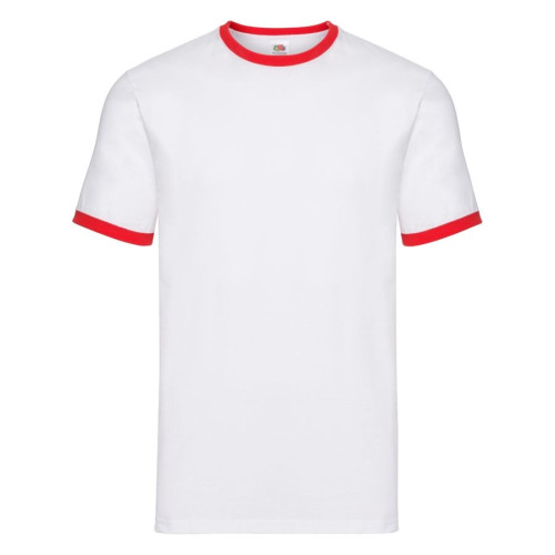 Футболка Ringer T, белый с красным_2XL, 100% х/б, 160 г/м2