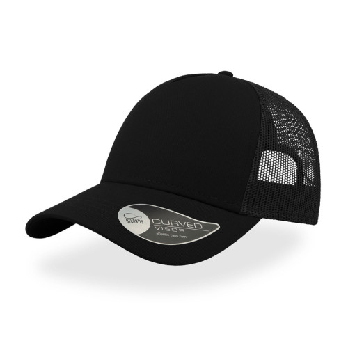 Бейсболка RAPPER COTTON, 5 клиньев, черный, пласт. застежка, 100% хлопок, 100% п/э, 180 гр/м2