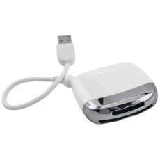 Картридер (для карт памяти SD/MMC/CF/MS); белый; 6х6х1,5см; пластик