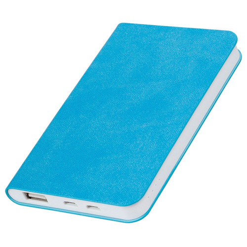 Универсальный аккумулятор Softi (5000mAh),голубой, 7,5х12,1х1,1см, искусственная кожа,пл