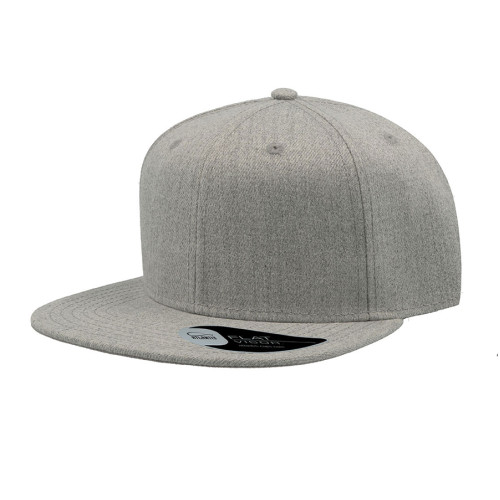 Бейсболка SNAP BACK, 6 клиньев, серый меланж, 100% п/э,100% х/б, 400 гр/м2, пластиковая застежка