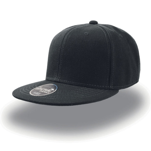 Бейсболка SNAP BACK, 6 клиньев, пластик. застежка, черный, 100% п/э,100% х/б, 400 гр/м2