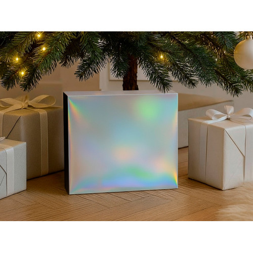 Подарочная коробка с голографическим шубером без печати Aurora, L, 260х260х100 мм.