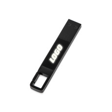 USB 2.0- флешка на 32 Гб c подсветкой логотипа Hook LED, темно-серый, белая подсветка