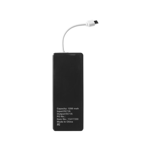 Портативное зарядное устройство Current, 1200 mAh, черный