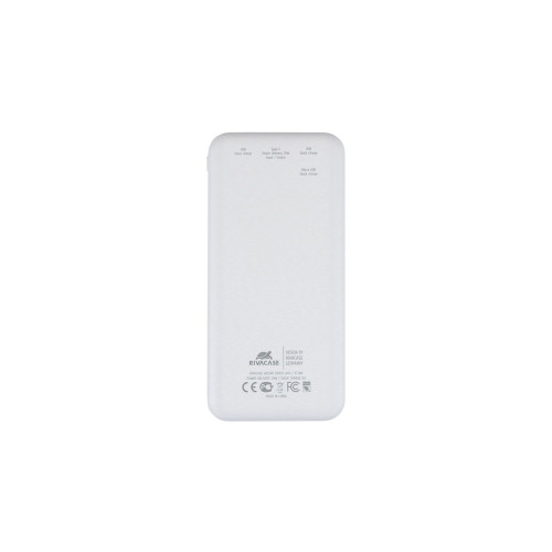 RIVACASE VA2540 (10 000mAh), QC/PD 20W внешний аккумулятор с дисплеем, белый 12/48