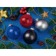 Стеклянный елочный шар Christmas bauble, синий прозрачный, с серебристым колпачком в черной коробке