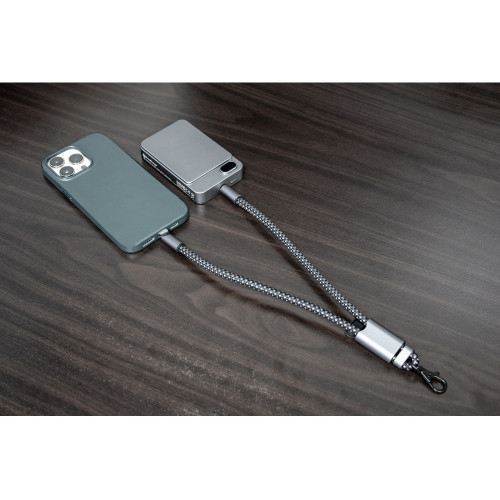 Ремешок-держатель для телефона с зарядным кабелем USB-C - USB-C Lany Wristband Charge Eco, серый