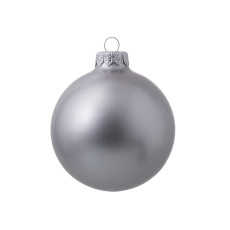 Стеклянный елочный шар Christmas bauble, серебро, металлик, с серебристым колпачком в черной коробке