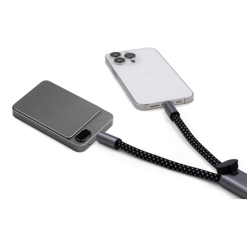 Ремешок-держатель для телефона с зарядным кабелем USB-C - USB-C Lany Wristband Charge Eco, серый