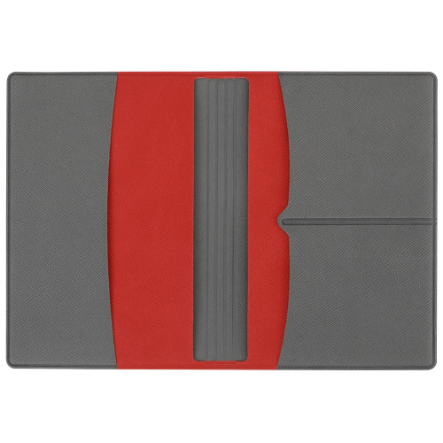 Обложка для паспорта с RFID защитой отделений для пластиковых карт Favor, красная/серая