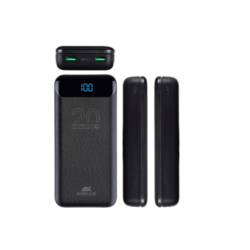 RIVACASE VA2582 (20 000mAh), QC/PD 22.5W внешний аккумулятор с дисплеем, черный /24