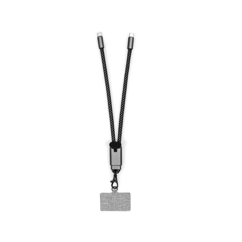 Ремешок-держатель для телефона с зарядным кабелем USB-C - USB-C Lany Wristband Charge Eco, серый