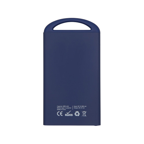 Портативное зарядное устройство Shine с зеркальной гравировкой, 4000 mAh, темно-синий