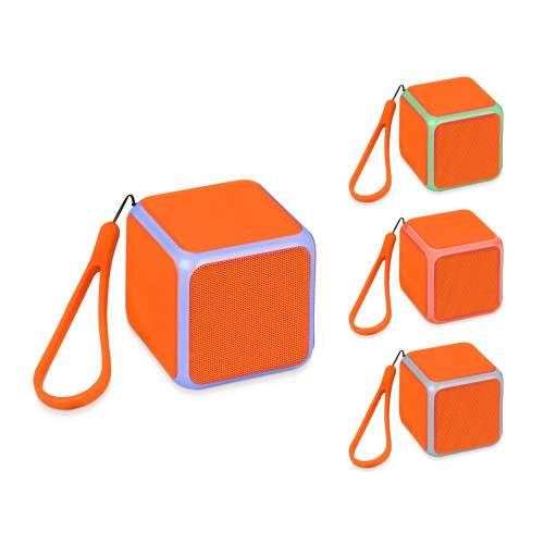 Портативная колонка Cube с подсветкой, оранжевый