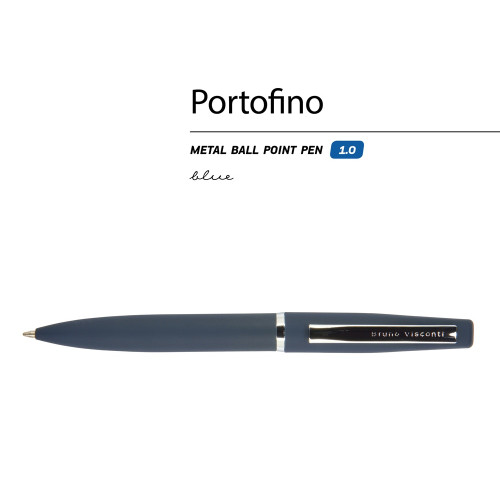 Ручка Portofino шариковая  автоматическая, синий металлический корпус, 1.0 мм, синяя