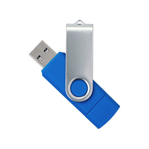 USB3.0/USB Type-C флешка на 16 Гб Квебек C, синий