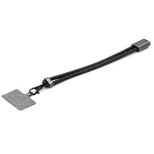 Ремешок-держатель для телефона с зарядным кабелем USB-C - USB-C Lany Wristband Charge Eco, серый