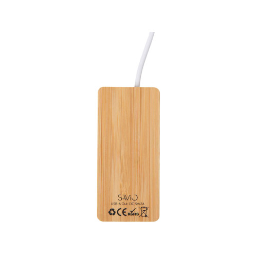 USB хаб с подсветкой лого Reedia S5, 3*USB, 1*Type C, бамбук, черный