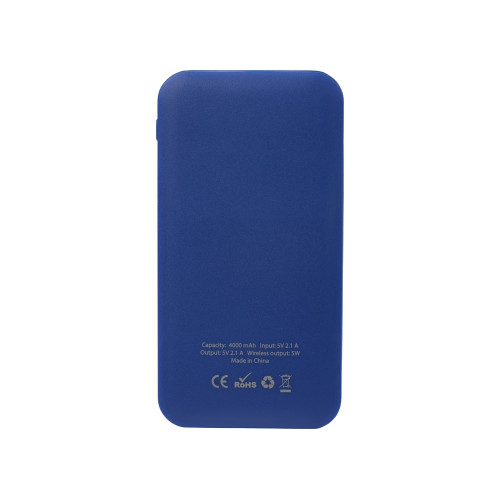 Портативное беспроводное зарядное устройство Impulse, 4000 mAh, синий