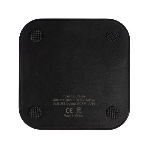 USB-хаб с беспроводной зарядкой Tile, черный