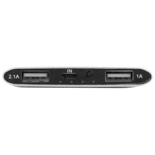 Портативное зарядное устройство Мун с 2-мя USB-портами, 4400 mAh, серебристый