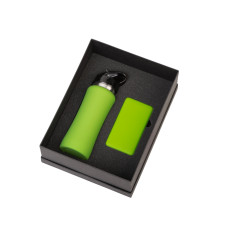 Подарочный набор с бутылкой для воды и повербанком С1, 5000 mAh, зеленое яблоко