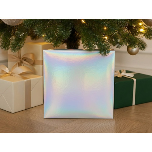 Подарочная коробка с голографическим шубером без печати Aurora, L, 260х260х100 мм.