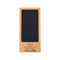 Внешний аккумулятор с подсветкой лого и солнечной панелью Reedia S1, 10000 mAh, бамбук, черный