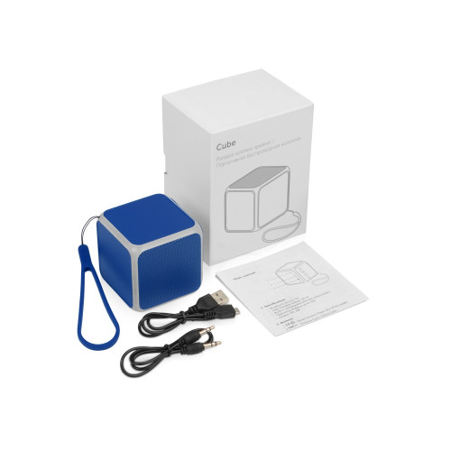 Портативная колонка Cube с подсветкой, синий
