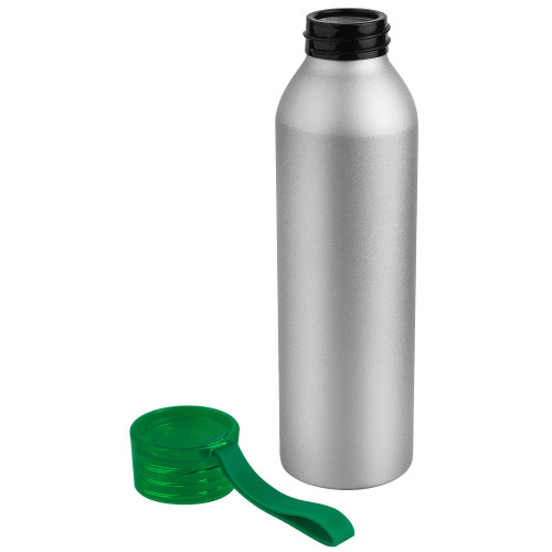 Бутылка для воды VIKING SILVER 650мл. Серебристая с зеленой крышкой 6141.02