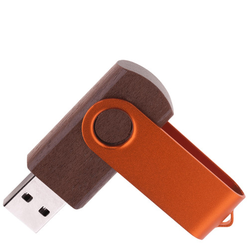 Флешка TWIST WOOD COLOR Темное дерево с оранжевым 4014.32.05.4ГБ
