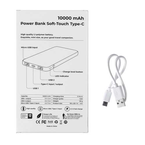 Внешний аккумулятор ENERGY PRO SOFT, 10000 мА·ч Белый 5010.07